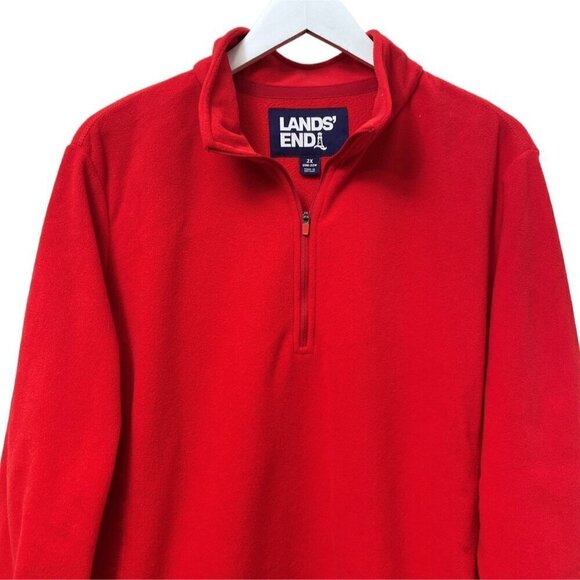 LANDS END Fleece Top Plus Size 2X Red 1/4 Zip Pullover Womens Jacket - Picture 6 of 11
